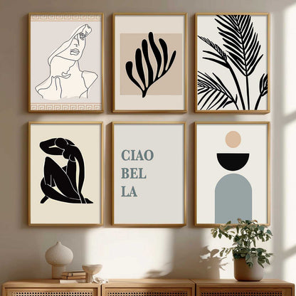 Minimal Art Prints with Frame for Living Room Bedroom Home Wall Decor Set of 6