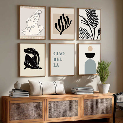 Minimal Art Prints with Frame for Living Room Bedroom Home Wall Decor Set of 6
