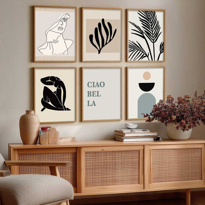 Minimal Art Prints with Frame for Living Room Bedroom Home Wall Decor Set of 6