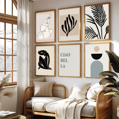 Minimal Art Prints with Frame for Living Room Bedroom Home Wall Decor Set of 6