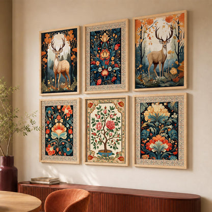 Nature Inspired  Modern Art Prints with Frame for Living Room Bedroom Home and Office Wall Decor Set of 6