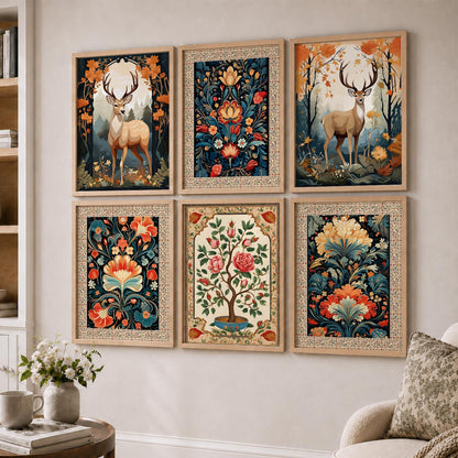 Nature Inspired  Modern Art Prints with Frame for Living Room Bedroom Home and Office Wall Decor Set of 6