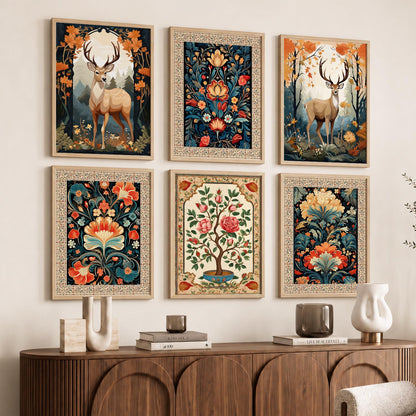 Nature Inspired  Modern Art Prints with Frame for Living Room Bedroom Home and Office Wall Decor Set of 6
