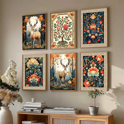 Nature Inspired  Modern Art Prints with Frame for Living Room Bedroom Home and Office Wall Decor Set of 6