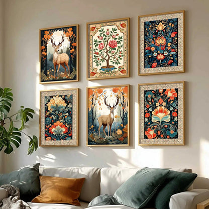 Nature Inspired  Modern Art Prints with Frame for Living Room Bedroom Home and Office Wall Decor Set of 6