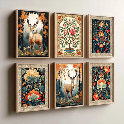 Nature Inspired  Modern Art Prints with Frame for Living Room Bedroom Home and Office Wall Decor Set of 6