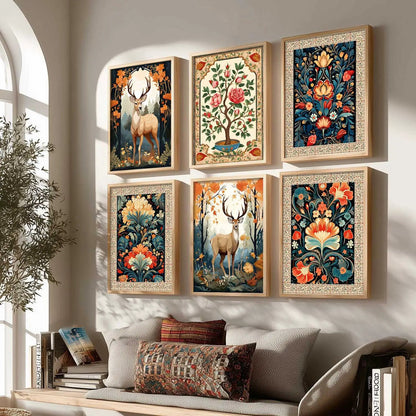 Nature Inspired  Modern Art Prints with Frame for Living Room Bedroom Home and Office Wall Decor Set of 6