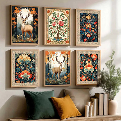 Nature Inspired  Modern Art Prints with Frame for Living Room Bedroom Home and Office Wall Decor Set of 6
