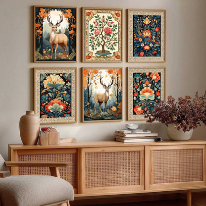 Nature Inspired  Modern Art Prints with Frame for Living Room Bedroom Home and Office Wall Decor Set of 6