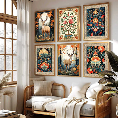Nature Inspired  Modern Art Prints with Frame for Living Room Bedroom Home and Office Wall Decor Set of 6