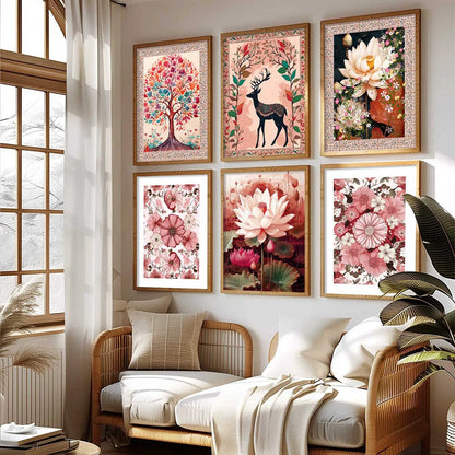 Nature Inspired  Modern Art Prints with Frame for Living Room Bedroom Home and Office Wall Decor Set of 6