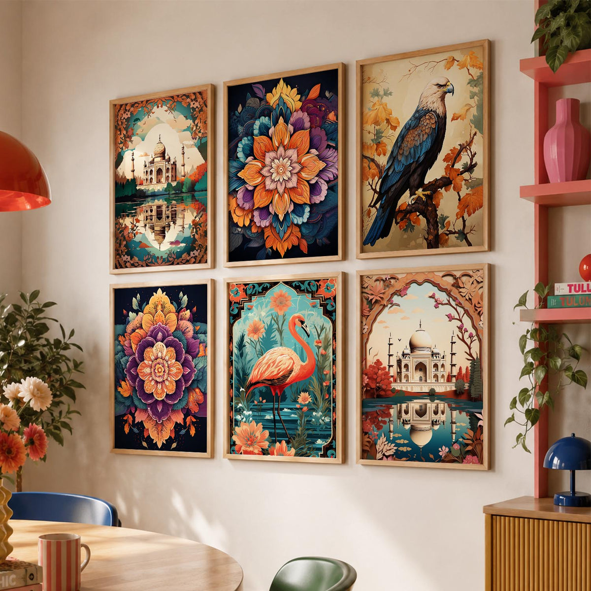 Nature Inspired  Modern Art Prints with Frame for Living Room Bedroom Home and Office Wall Decor Set of 6
