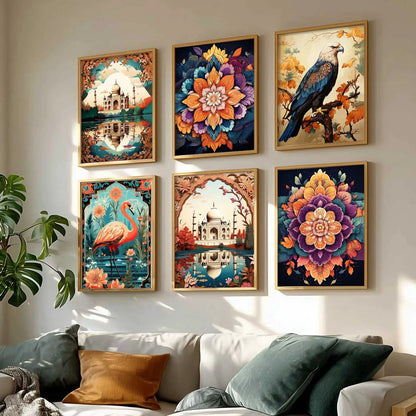 Nature Inspired  Modern Art Prints with Frame for Living Room Bedroom Home and Office Wall Decor Set of 6