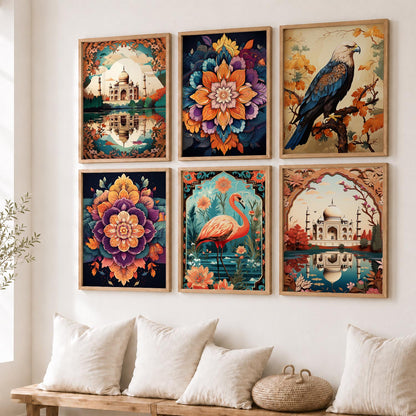 Nature Inspired  Modern Art Prints with Frame for Living Room Bedroom Home and Office Wall Decor Set of 6