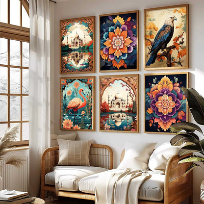 Nature Inspired  Modern Art Prints with Frame for Living Room Bedroom Home and Office Wall Decor Set of 6