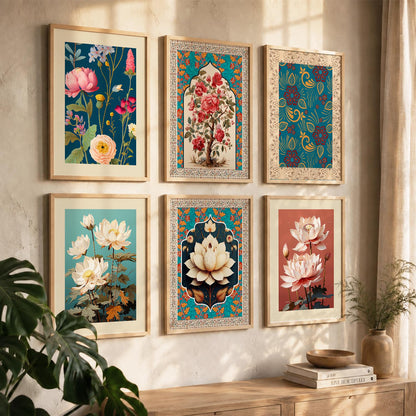 Nature Inspired  Modern Art Prints with Frame for Living Room Bedroom Home and Office Wall Decor Set of 6
