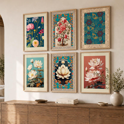 Nature Inspired  Modern Art Prints with Frame for Living Room Bedroom Home and Office Wall Decor Set of 6