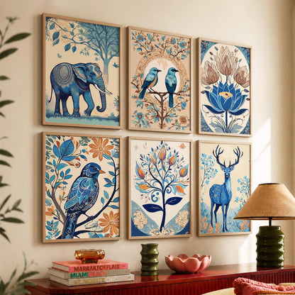 Nature Inspired Modern Art Prints with Frame for Living Room Bedroom Home and Office Wall Decor Set of 6