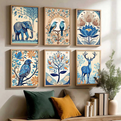 Nature Inspired Modern Art Prints with Frame for Living Room Bedroom Home and Office Wall Decor Set of 6