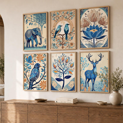 Nature Inspired Modern Art Prints with Frame for Living Room Bedroom Home and Office Wall Decor Set of 6