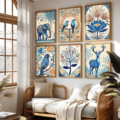 Nature Inspired Modern Art Prints with Frame for Living Room Bedroom Home and Office Wall Decor Set of 6