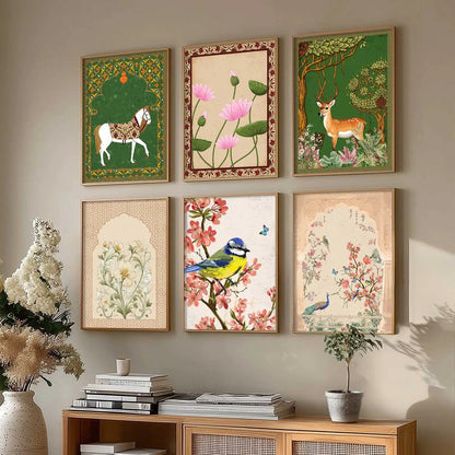 Nature Inspired Modern Art Prints with Frame for Living Room Bedroom Home and Office Wall Decor Set of 6