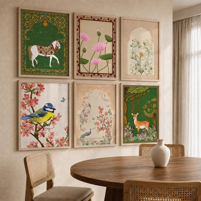 Nature Inspired Modern Art Prints with Frame for Living Room Bedroom Home and Office Wall Decor Set of 6