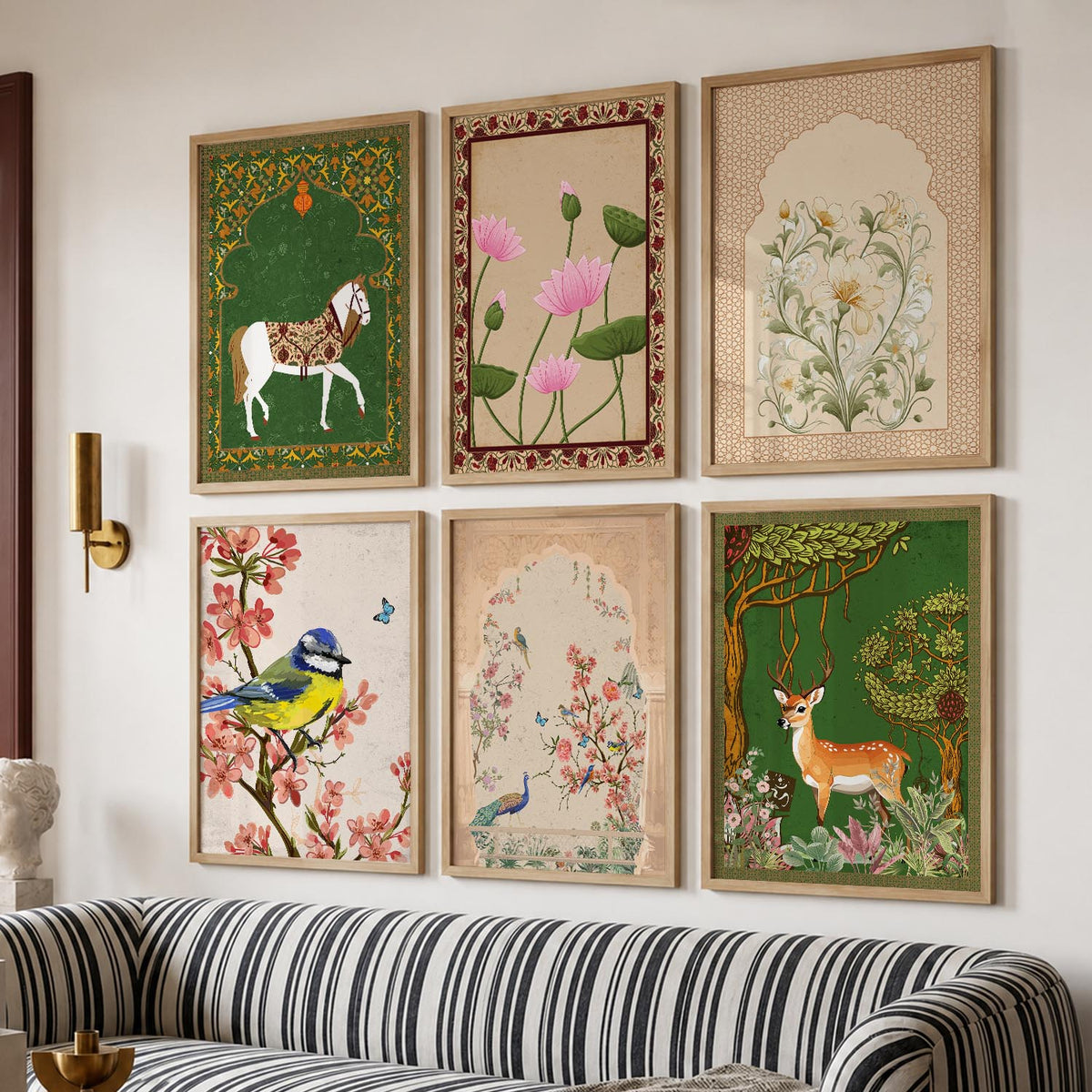 Nature Inspired Modern Art Prints with Frame for Living Room Bedroom Home and Office Wall Decor Set of 6