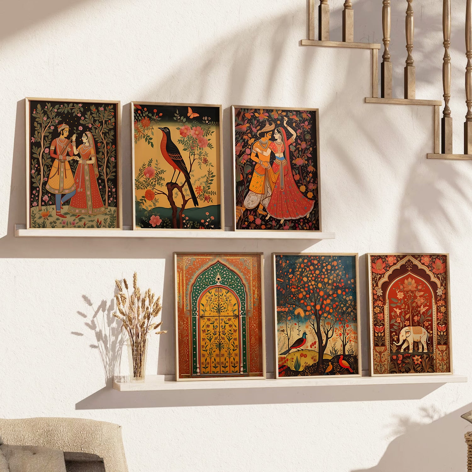 Traditional Indian Pichwai Art Framed Prints for Elegant Home Decor Se ...