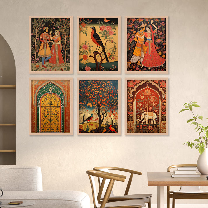 Traditional Indian Pichwai Art Framed Prints for Elegant Home Decor Se ...