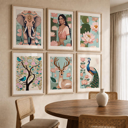 Nature Inspired Modern Art Prints with Frame for Living Room Bedroom Home and Office Wall Decor Set of 6