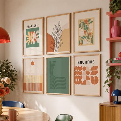 Terracotta Botanical Wall Art Set of 6 Framed Prints