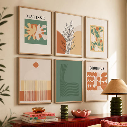 Terracotta Botanical Wall Art Set of 6 Framed Prints