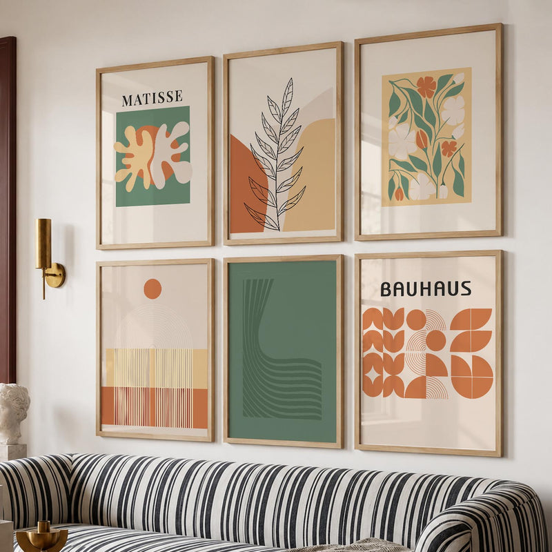 Terracotta Botanical Wall Art Set of 6 Framed Prints