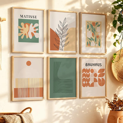 Terracotta Botanical Wall Art Set of 6 Framed Prints