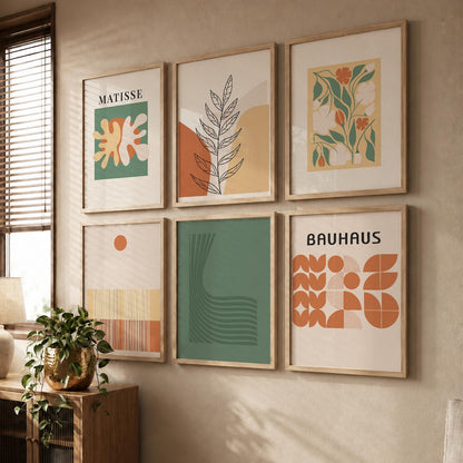 Terracotta Botanical Wall Art Set of 6 Framed Prints
