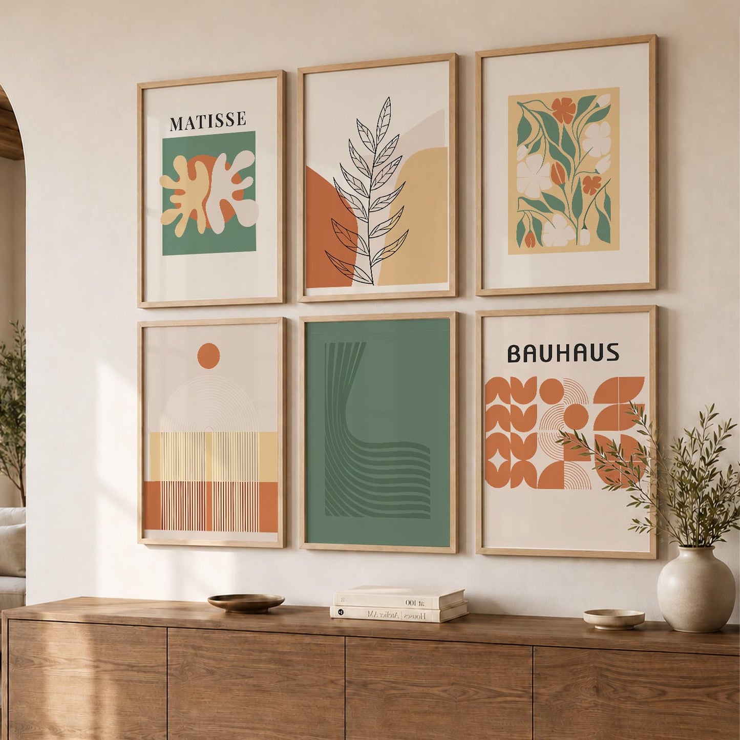 Terracotta Botanical Wall Art Set of 6 Framed Prints