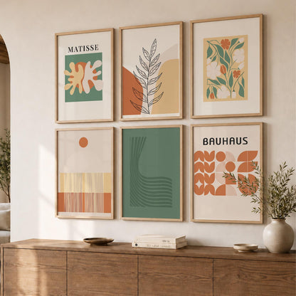 Terracotta Botanical Wall Art Set of 6 Framed Prints