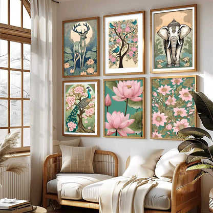 Nature Inspired Modern Art Prints with Frame for Living Room Bedroom Home and Office Wall Decor Set of 6