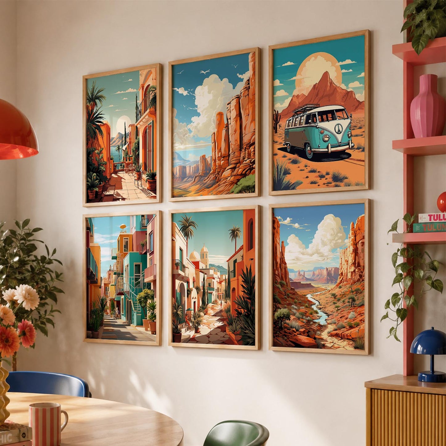 Travel Inspired Framed Posters for Home and Office Wall Decor - Posters for Travel Lovers - Set of 6