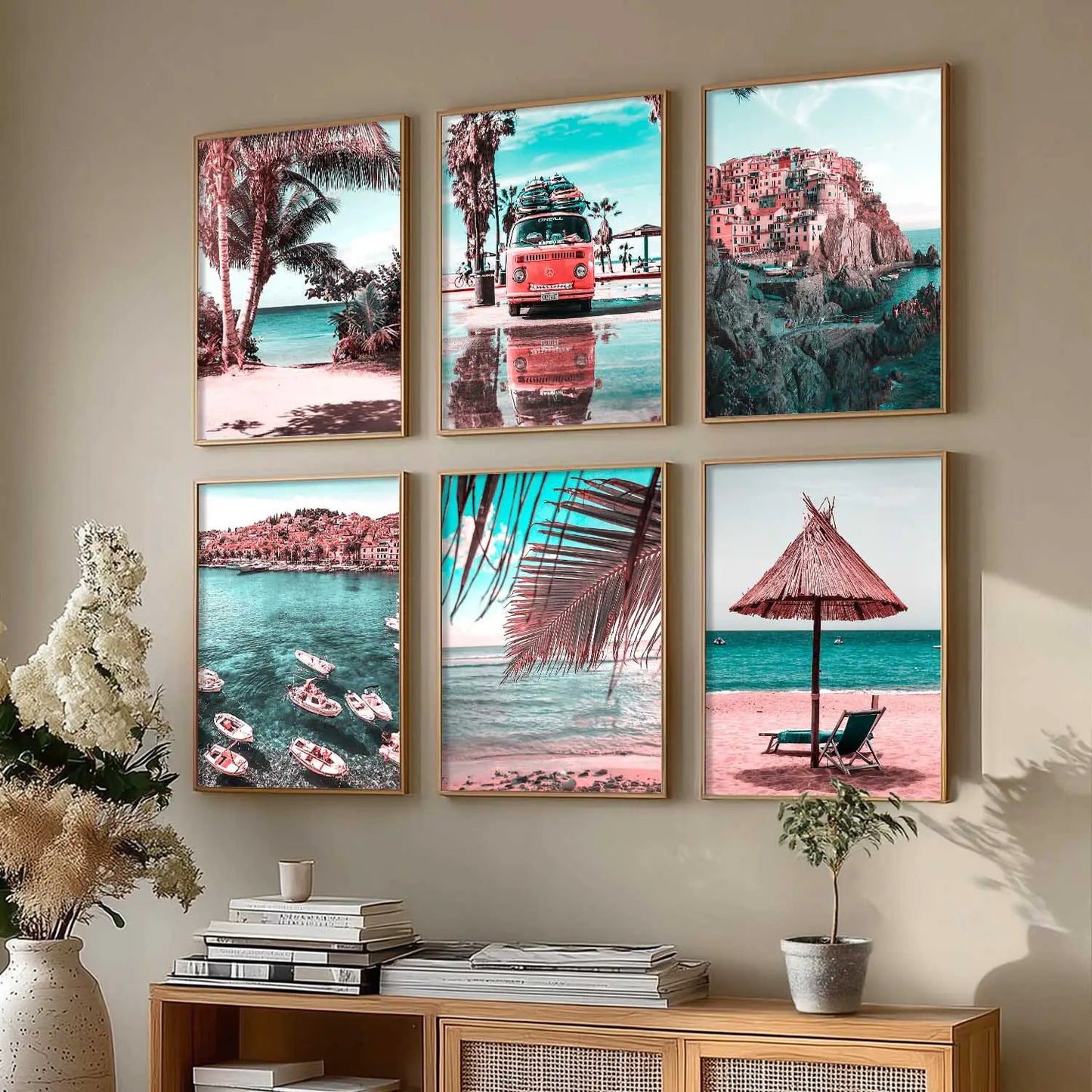 Travel Inspired Framed Posters for Home and Office Wall Decor - Posters for Travel Lovers - Set of 6