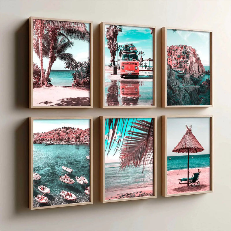 Travel Inspired Framed Posters for Home and Office Wall Decor - Posters for Travel Lovers - Set of 6
