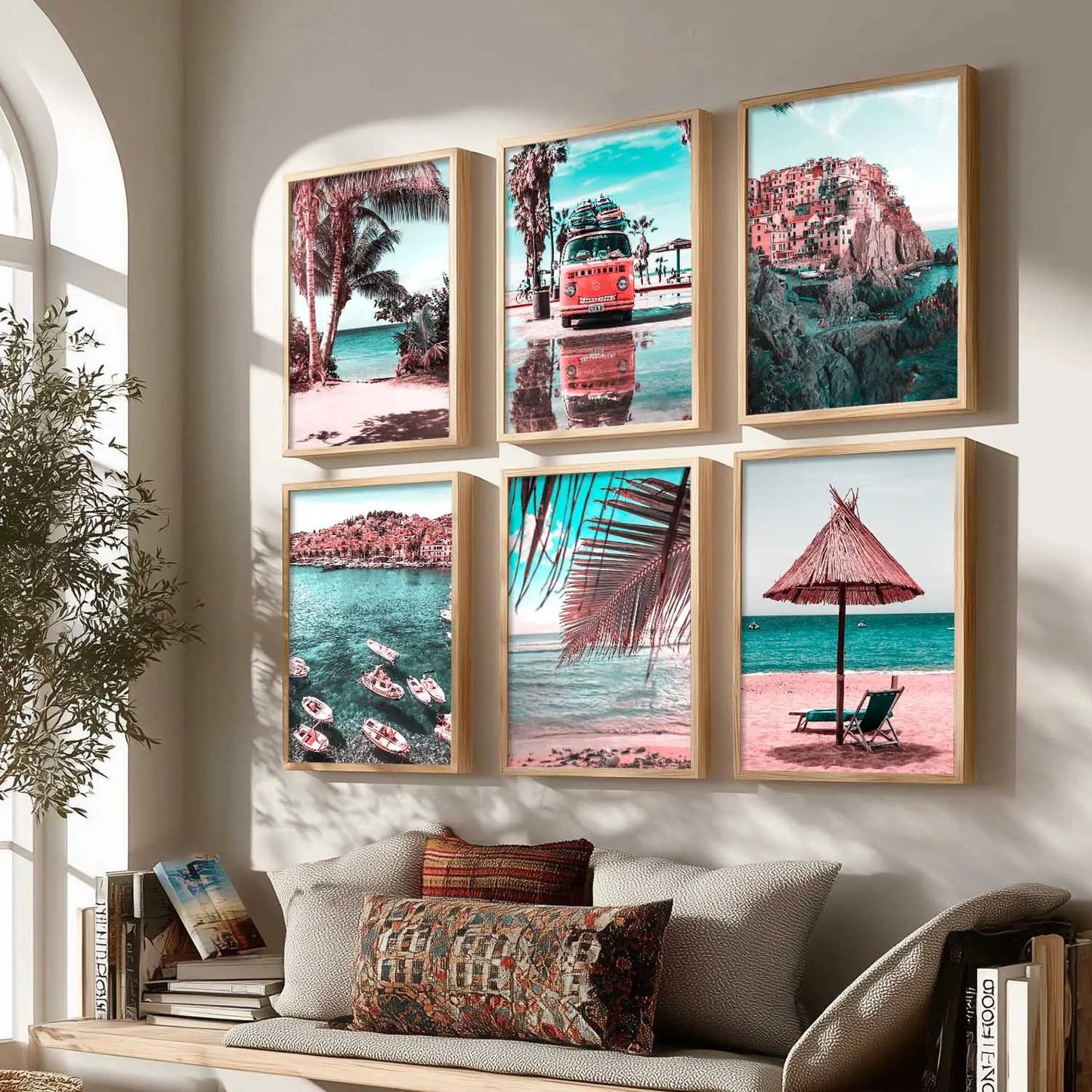 Travel Inspired Framed Posters for Home and Office Wall Decor - Posters for Travel Lovers - Set of 6