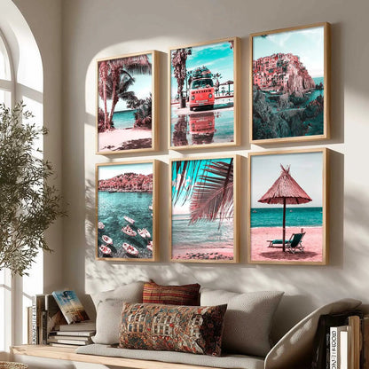 Travel Inspired Framed Posters for Home and Office Wall Decor - Posters for Travel Lovers - Set of 6