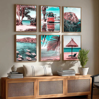 Travel Inspired Framed Posters for Home and Office Wall Decor - Posters for Travel Lovers - Set of 6