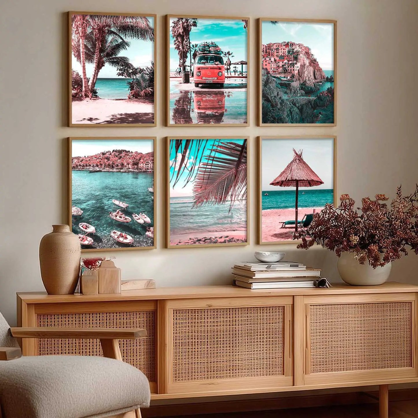 Travel Inspired Framed Posters for Home and Office Wall Decor - Posters for Travel Lovers - Set of 6