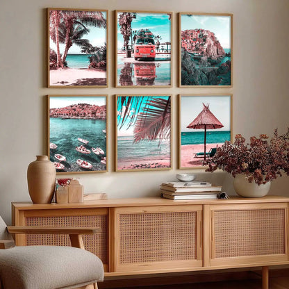 Travel Inspired Framed Posters for Home and Office Wall Decor - Posters for Travel Lovers - Set of 6
