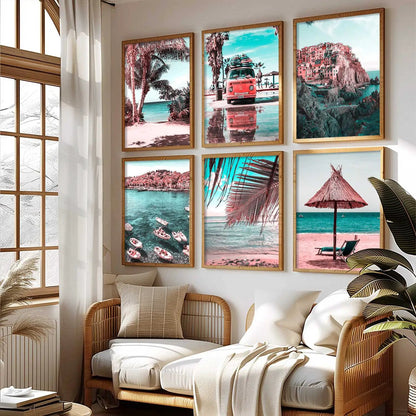 Travel Inspired Framed Posters for Home and Office Wall Decor - Posters for Travel Lovers - Set of 6