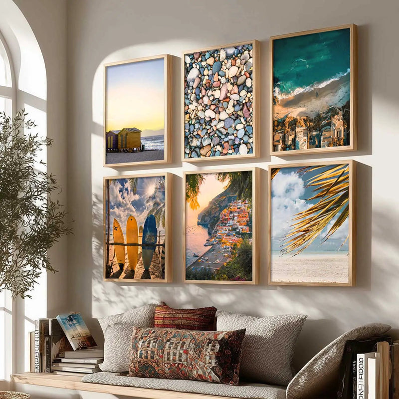 Travel Inspired Framed Posters for Home and Office Wall Decor - Posters for Travel Lovers - Set of 6