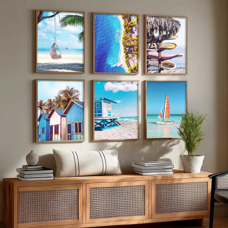 Travel Inspired Framed Posters for Home and Office Wall Decor - Posters for Travel Lovers - Set of 6